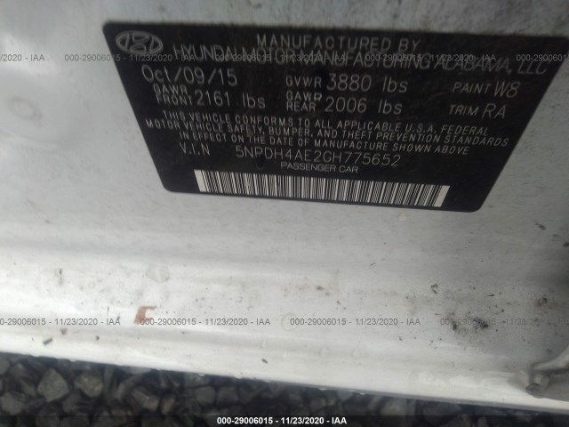 Photo 8 VIN: 5NPDH4AE2GH775652 - HYUNDAI ELANTRA 