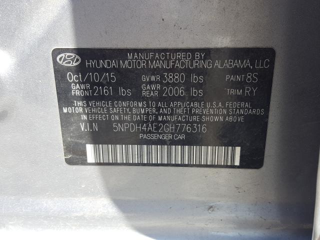 Photo 9 VIN: 5NPDH4AE2GH776316 - HYUNDAI ELANTRA SE 