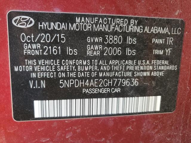 Photo 11 VIN: 5NPDH4AE2GH779636 - HYUNDAI ELANTRA 