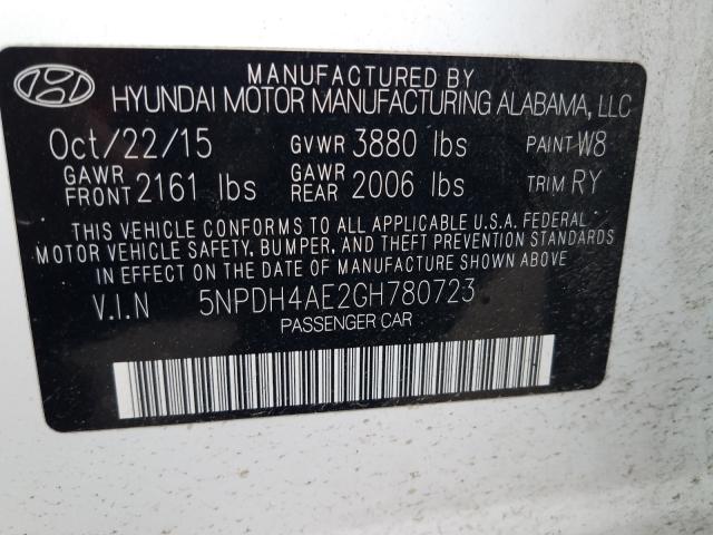 Photo 9 VIN: 5NPDH4AE2GH780723 - HYUNDAI ELANTRA SE 