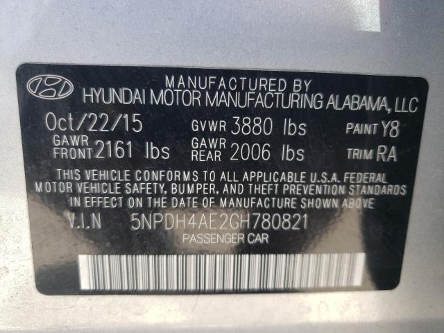 Photo 9 VIN: 5NPDH4AE2GH780821 - HYUNDAI ELANTRA SE 