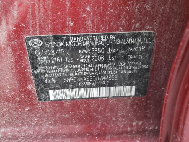 Photo 9 VIN: 5NPDH4AE2GH782858 - HYUNDAI ELANTRA SE 