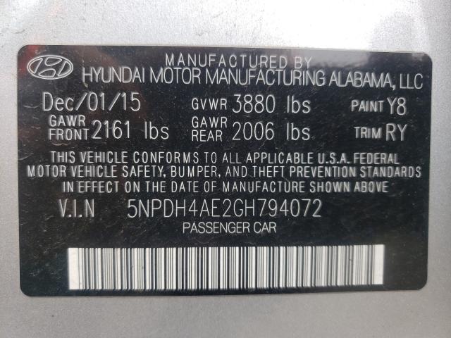 Photo 9 VIN: 5NPDH4AE2GH794072 - HYUNDAI ELANTRA SE 