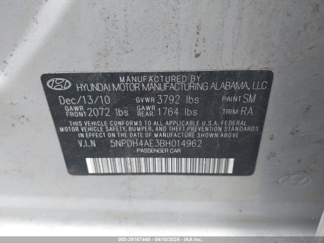 Photo 8 VIN: 5NPDH4AE3BH014962 - HYUNDAI ELANTRA 