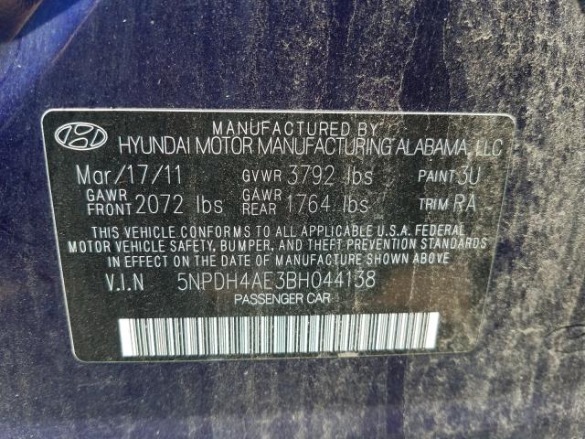 Photo 9 VIN: 5NPDH4AE3BH044138 - HYUNDAI ELANTRA GL 