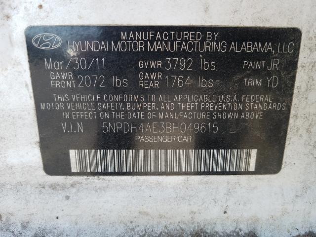 Photo 9 VIN: 5NPDH4AE3BH049615 - HYUNDAI ELANTRA GL 