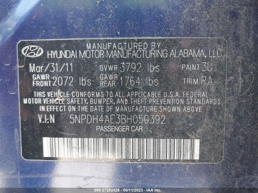 Photo 8 VIN: 5NPDH4AE3BH050392 - HYUNDAI ELANTRA 