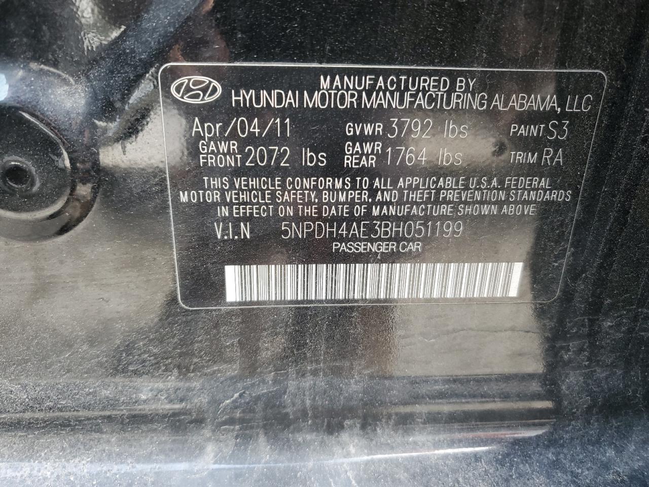 Photo 11 VIN: 5NPDH4AE3BH051199 - HYUNDAI ELANTRA 