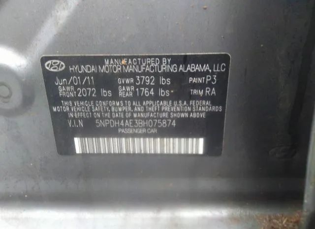 Photo 8 VIN: 5NPDH4AE3BH075874 - HYUNDAI ELANTRA 