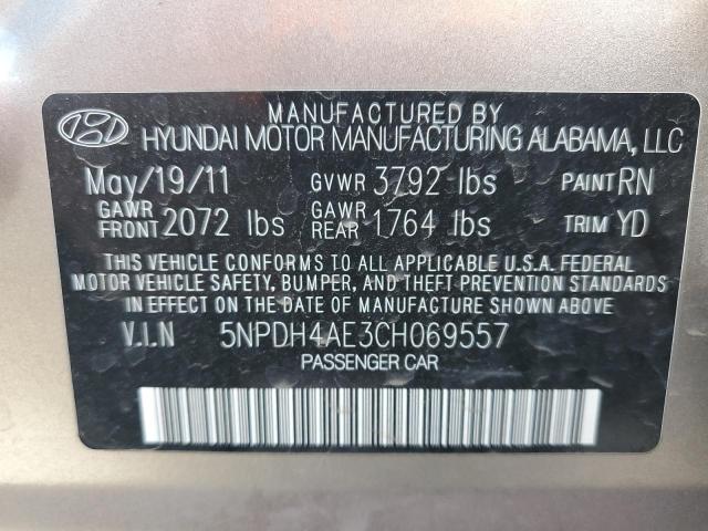 Photo 11 VIN: 5NPDH4AE3CH069557 - HYUNDAI ELANTRA GL 