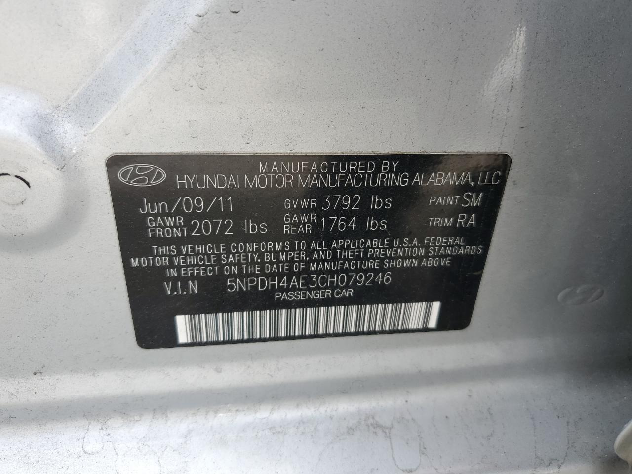 Photo 11 VIN: 5NPDH4AE3CH079246 - HYUNDAI ELANTRA 