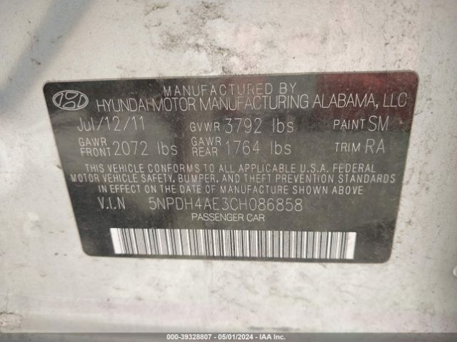 Photo 8 VIN: 5NPDH4AE3CH086858 - HYUNDAI ELANTRA 