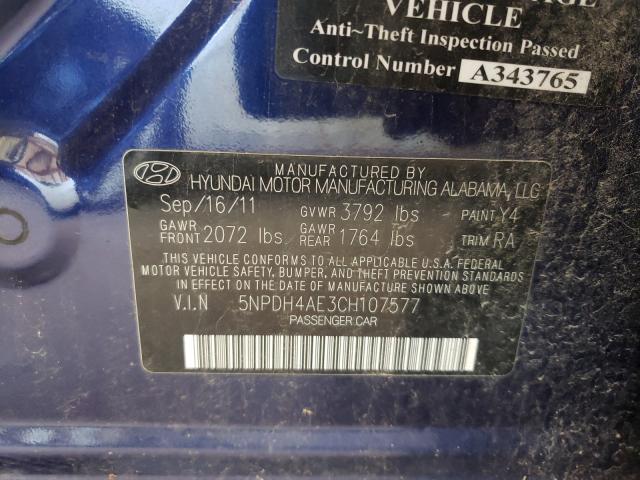 Photo 9 VIN: 5NPDH4AE3CH107577 - HYUNDAI ELANTRA GL 