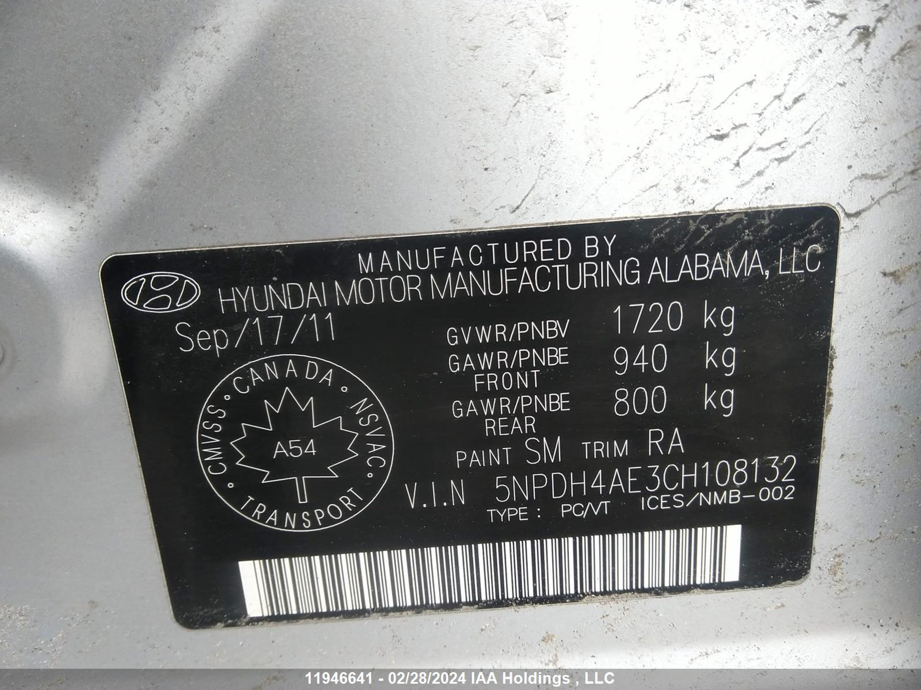 Photo 8 VIN: 5NPDH4AE3CH108132 - HYUNDAI ELANTRA 