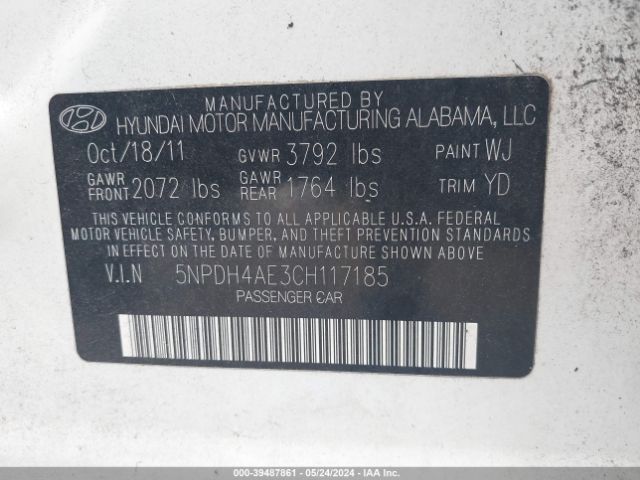 Photo 8 VIN: 5NPDH4AE3CH117185 - HYUNDAI ELANTRA 