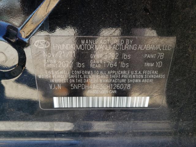 Photo 9 VIN: 5NPDH4AE3CH126078 - HYUNDAI ELANTRA GL 