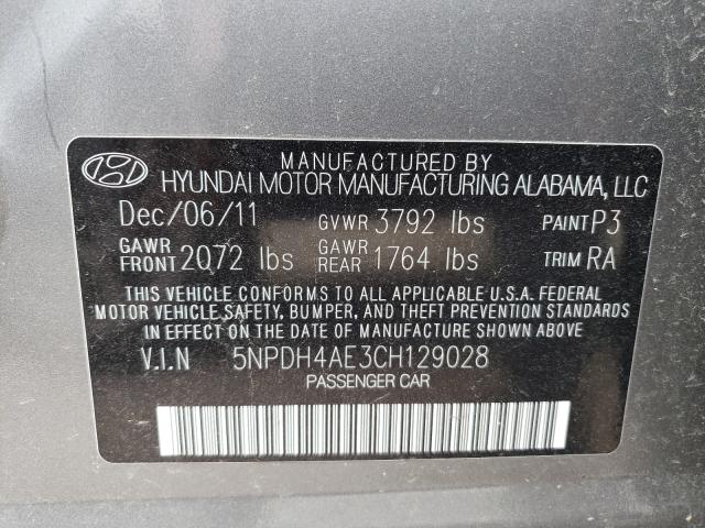 Photo 9 VIN: 5NPDH4AE3CH129028 - HYUNDAI ELANTRA GL 