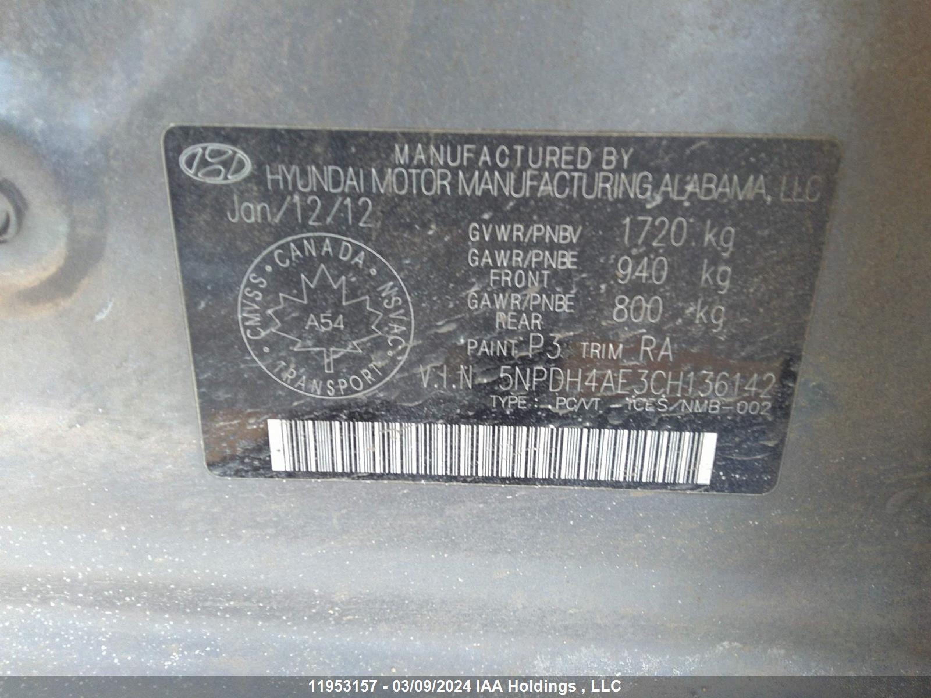 Photo 8 VIN: 5NPDH4AE3CH136142 - HYUNDAI ELANTRA 