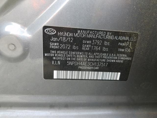 Photo 9 VIN: 5NPDH4AE3CH137517 - HYUNDAI ELANTRA GL 