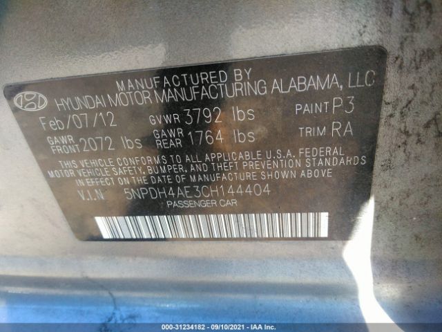 Photo 8 VIN: 5NPDH4AE3CH144404 - HYUNDAI ELANTRA 