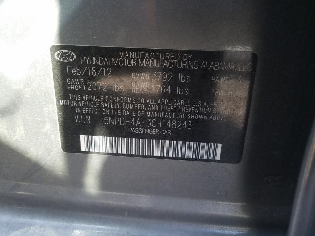 Photo 9 VIN: 5NPDH4AE3CH148243 - HYUNDAI ELANTRA GL 