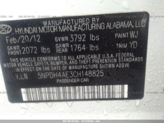 Photo 8 VIN: 5NPDH4AE3CH148825 - HYUNDAI ELANTRA 