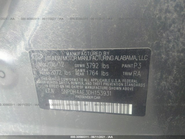 Photo 8 VIN: 5NPDH4AE3DH153931 - HYUNDAI ELANTRA 