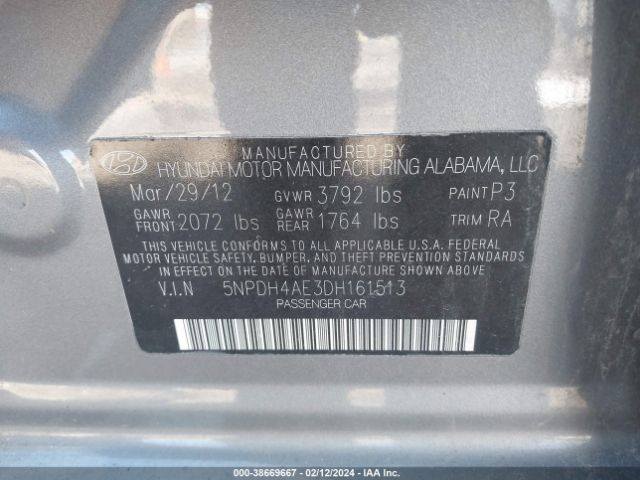 Photo 8 VIN: 5NPDH4AE3DH161513 - HYUNDAI ELANTRA 