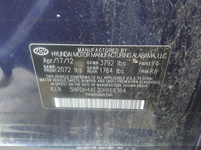 Photo 8 VIN: 5NPDH4AE3DH168364 - HYUNDAI ELANTRA 