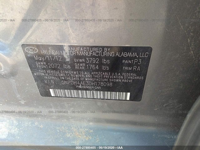 Photo 8 VIN: 5NPDH4AE3DH178098 - HYUNDAI ELANTRA 