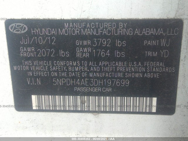 Photo 8 VIN: 5NPDH4AE3DH197699 - HYUNDAI ELANTRA 