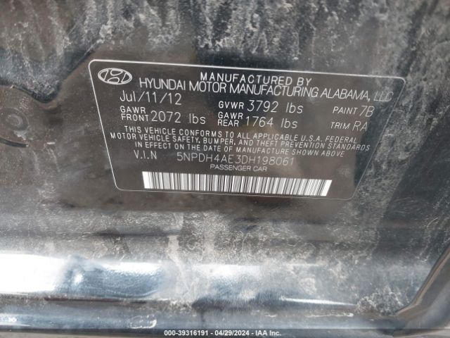 Photo 8 VIN: 5NPDH4AE3DH198061 - HYUNDAI ELANTRA 