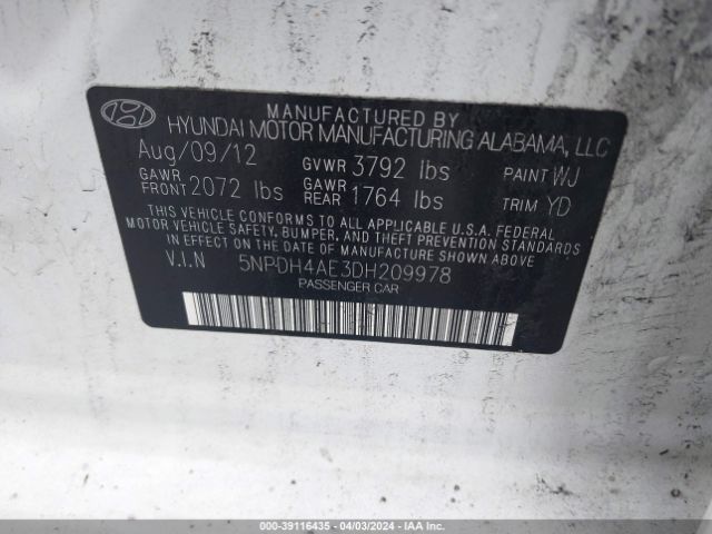 Photo 8 VIN: 5NPDH4AE3DH209978 - HYUNDAI ELANTRA 