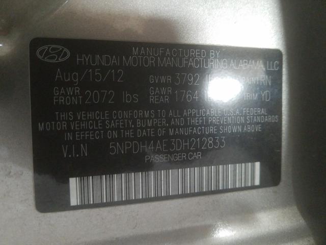 Photo 9 VIN: 5NPDH4AE3DH212833 - HYUNDAI ELANTRA GL 