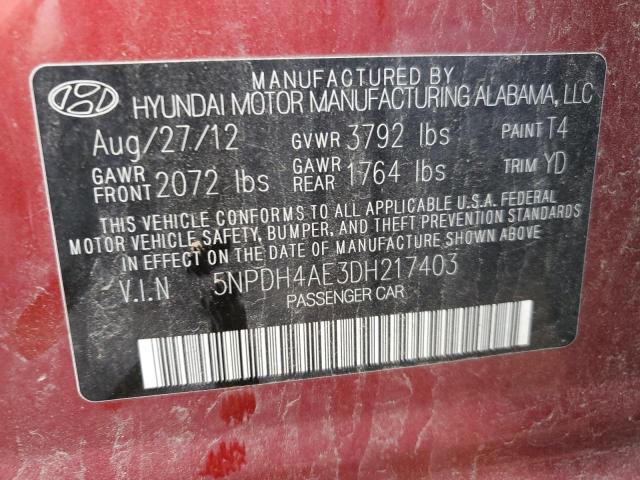 Photo 9 VIN: 5NPDH4AE3DH217403 - HYUNDAI ELANTRA GL 