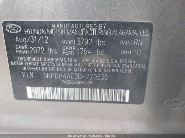 Photo 8 VIN: 5NPDH4AE3DH220236 - HYUNDAI ELANTRA 