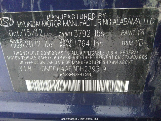 Photo 8 VIN: 5NPDH4AE3DH239319 - HYUNDAI ELANTRA 