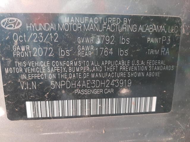 Photo 9 VIN: 5NPDH4AE3DH243919 - HYUNDAI ELANTRA GL 