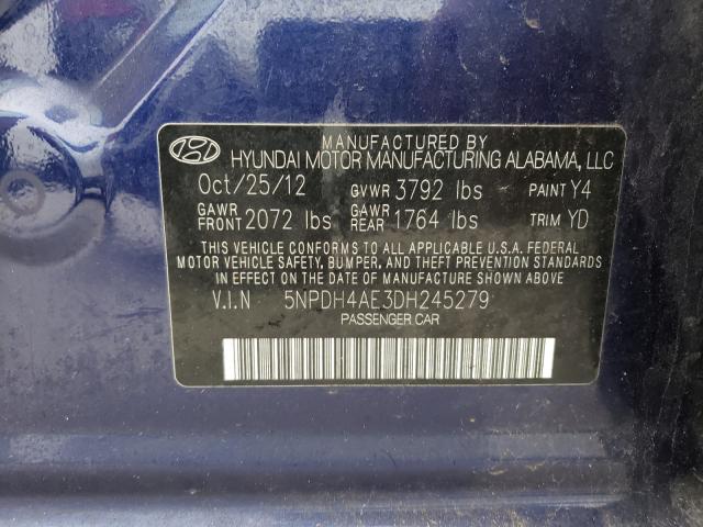 Photo 9 VIN: 5NPDH4AE3DH245279 - HYUNDAI ELANTRA GL 