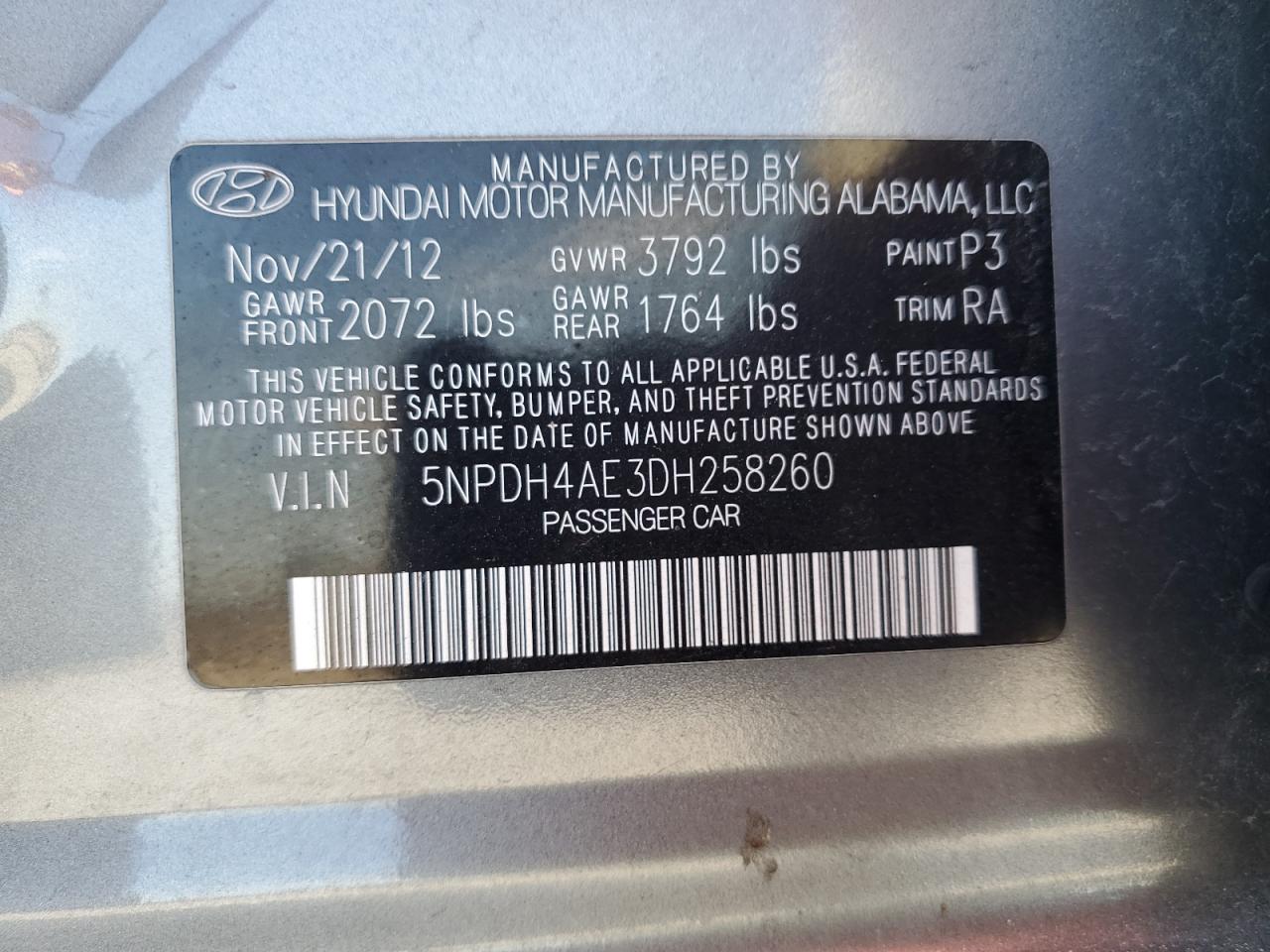 Photo 11 VIN: 5NPDH4AE3DH258260 - HYUNDAI ELANTRA 