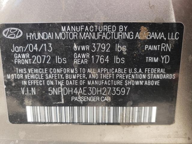 Photo 9 VIN: 5NPDH4AE3DH273597 - HYUNDAI ELANTRA GL 