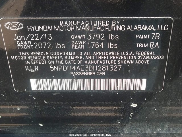 Photo 8 VIN: 5NPDH4AE3DH281327 - HYUNDAI ELANTRA 