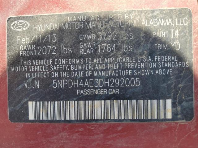 Photo 11 VIN: 5NPDH4AE3DH292005 - HYUNDAI ELANTRA 