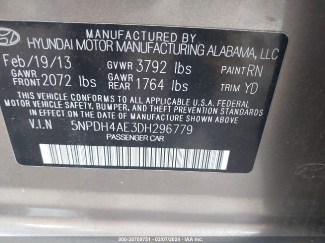 Photo 8 VIN: 5NPDH4AE3DH296779 - HYUNDAI ELANTRA 