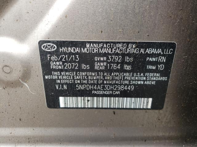 Photo 9 VIN: 5NPDH4AE3DH298449 - HYUNDAI ELANTRA GL 