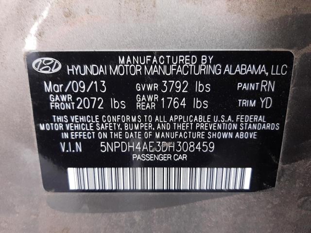 Photo 9 VIN: 5NPDH4AE3DH308459 - HYUNDAI ELANTRA GL 