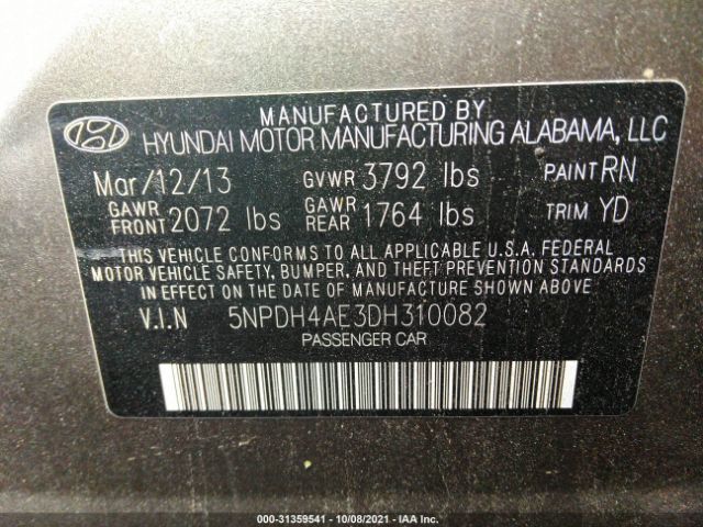 Photo 8 VIN: 5NPDH4AE3DH310082 - HYUNDAI ELANTRA 