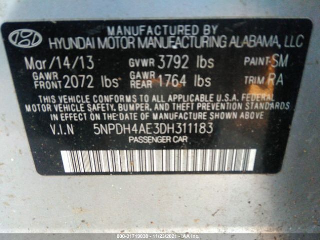 Photo 8 VIN: 5NPDH4AE3DH311183 - HYUNDAI ELANTRA 