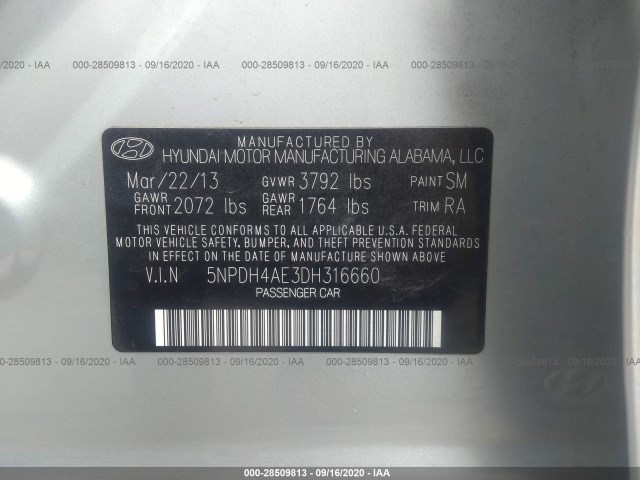 Photo 8 VIN: 5NPDH4AE3DH316660 - HYUNDAI ELANTRA 