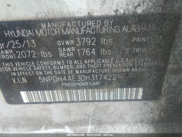 Photo 8 VIN: 5NPDH4AE3DH317422 - HYUNDAI ELANTRA 